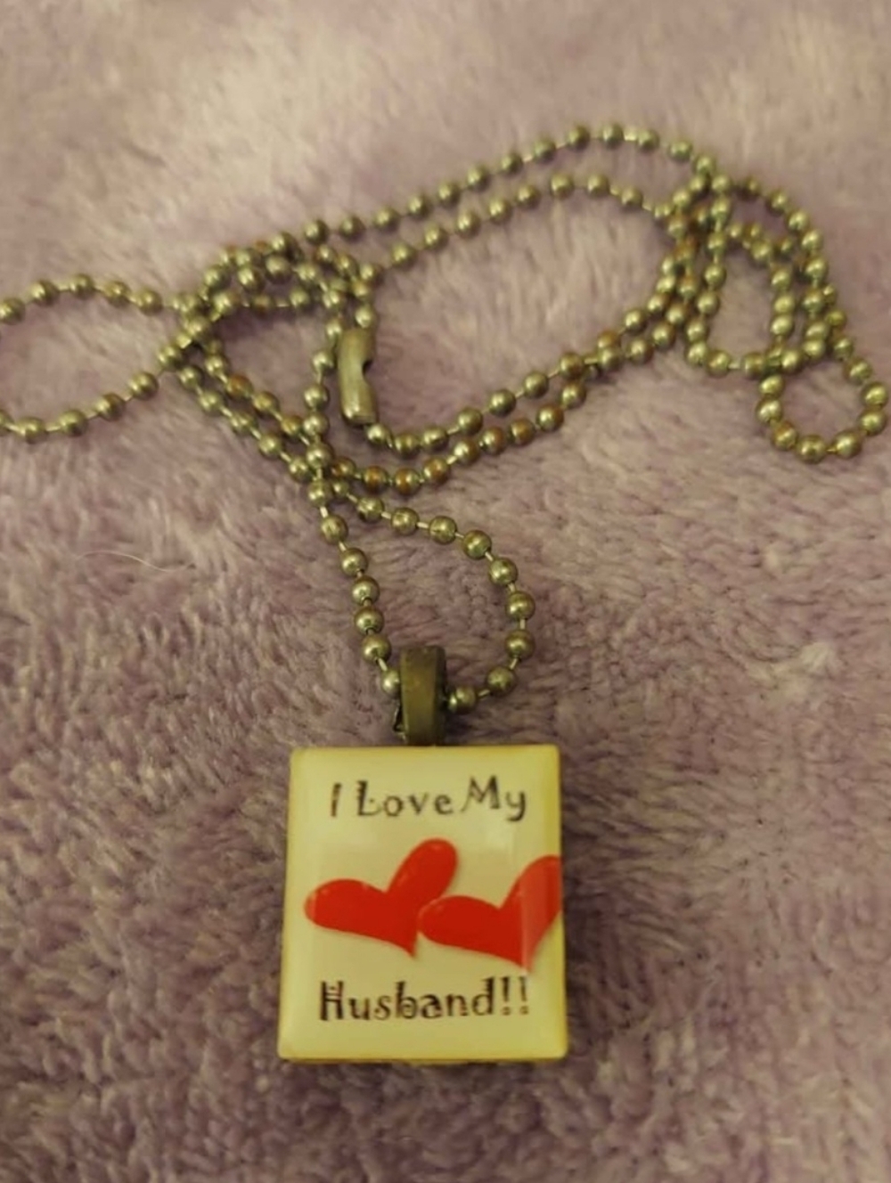 I Love My Husband Red Heart Pendant Necklace